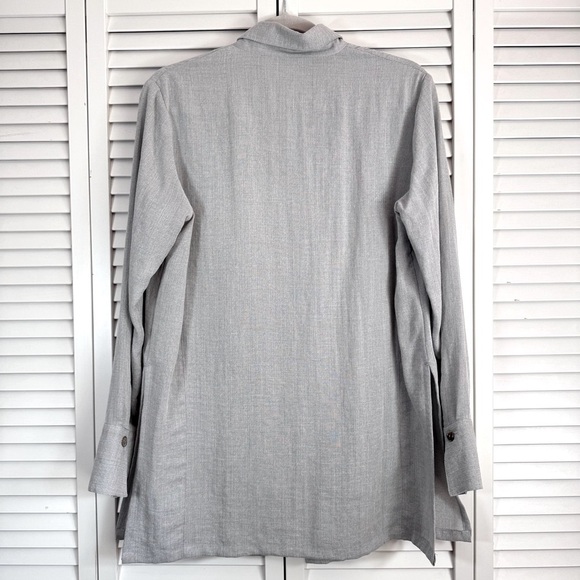 Fridaze Linen Button Up Long Sleeve Tunic Shirt Top Gray Lagenlook Size Small - Picture 6 of 7